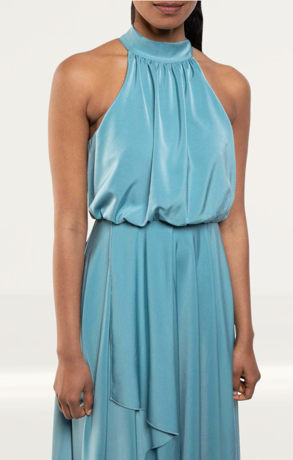 TwoSisters The Label Kat Teal Satin Midi Dress