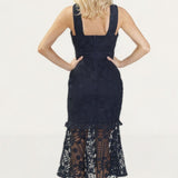 TwoSisters The Label Isabella Navy Crochet Midi Dress