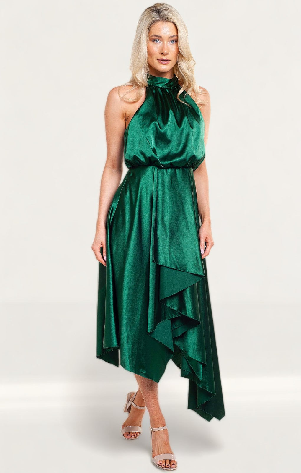 TwoSisters The Label Kathleen Green Halter Midi Dress
