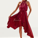 TwoSisters The Label Kathleen Red Halter Midi Dress