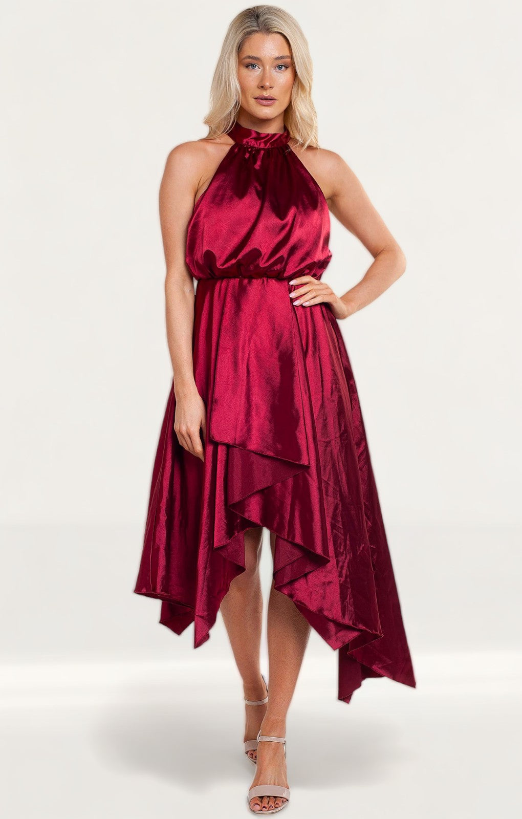 TwoSisters The Label Kathleen Red Halter Midi Dress
