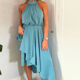 TwoSisters The Label Kat Teal Satin Midi Dress