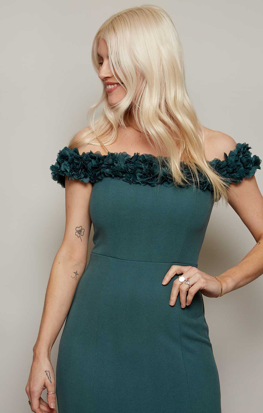 Little Mistress Trooper Bardot Maxi Dress