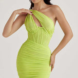 House of CB Lime Valentina Asymmetric Cut Out Midi Dress product image