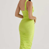 House of CB Lime Valentina Asymmetric Cut Out Midi Dress product image
