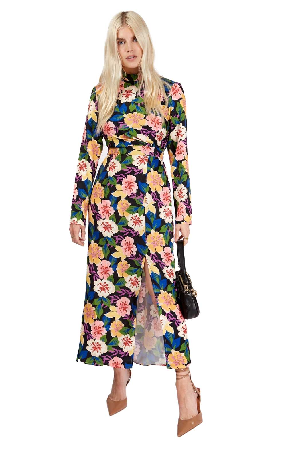 Little Mistress Vogue Williams Floral Open Back Midi Dress