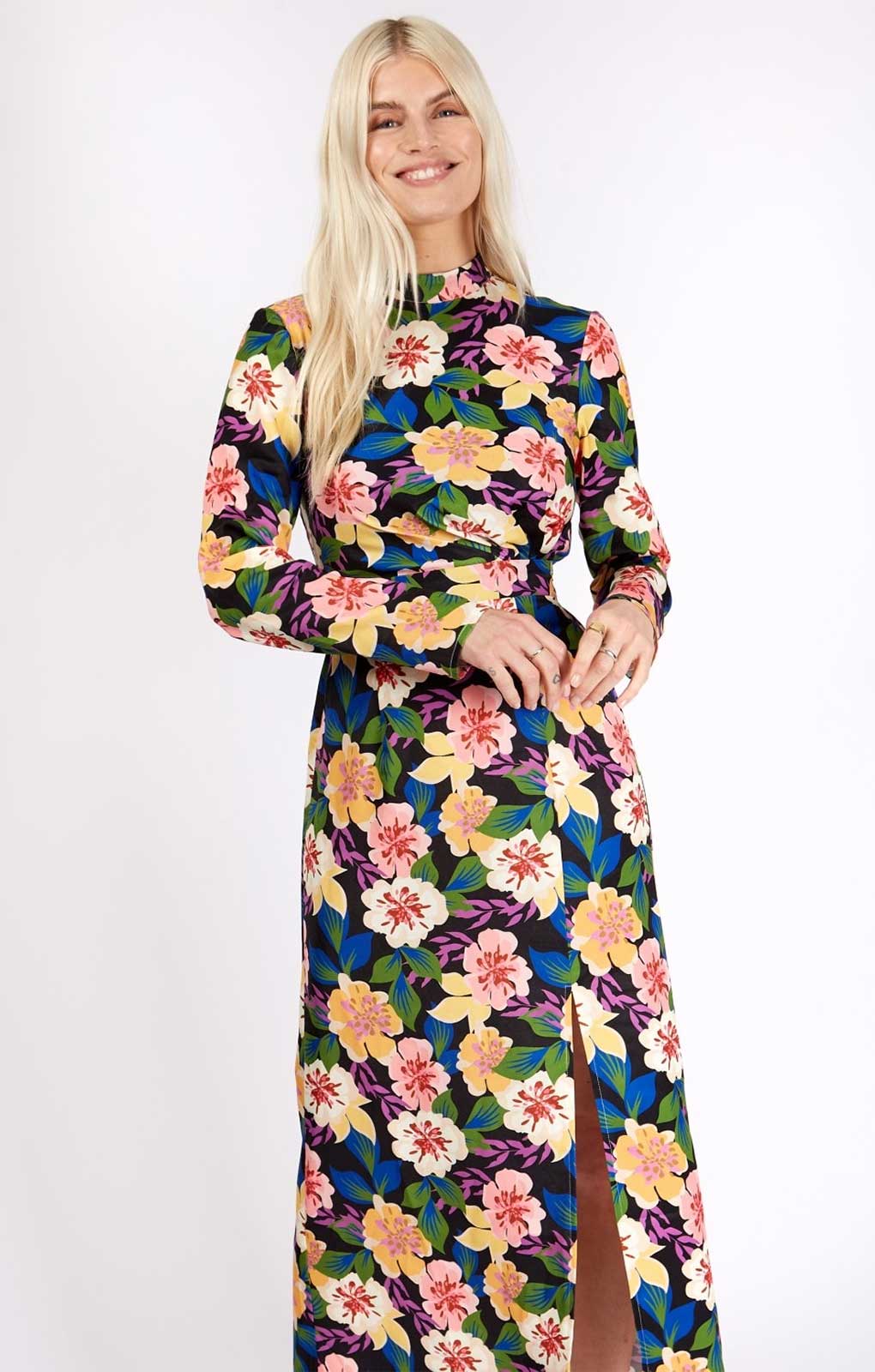 Little Mistress Vogue Williams Floral Open Back Midi Dress