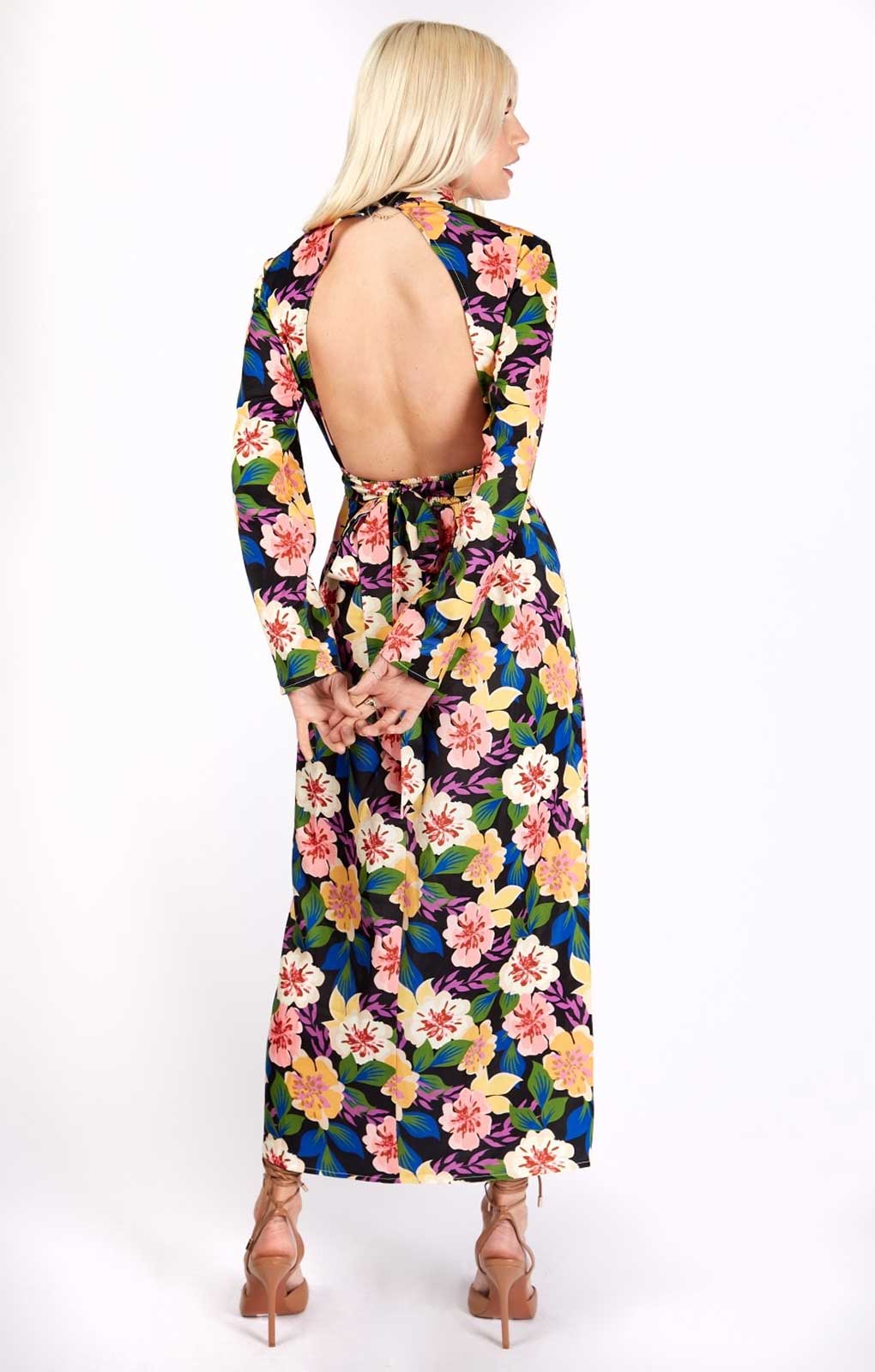 Little Mistress Vogue Williams Floral Open Back Midi Dress