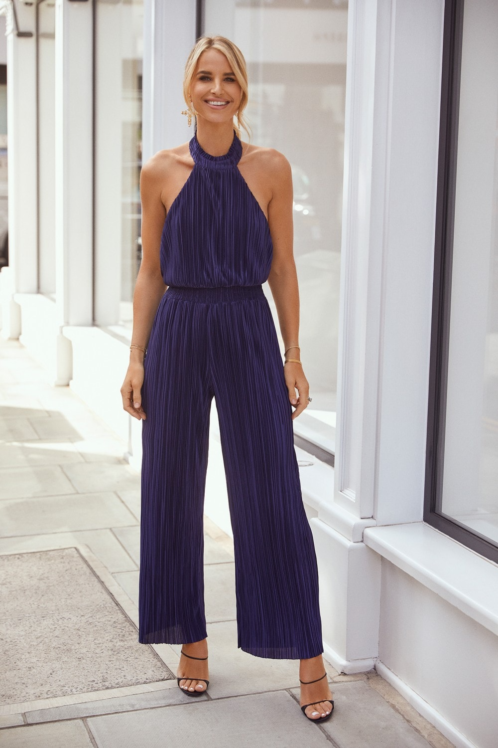 Little Mistress Navy Plisse Jumpsuit by Vogue Williams product image