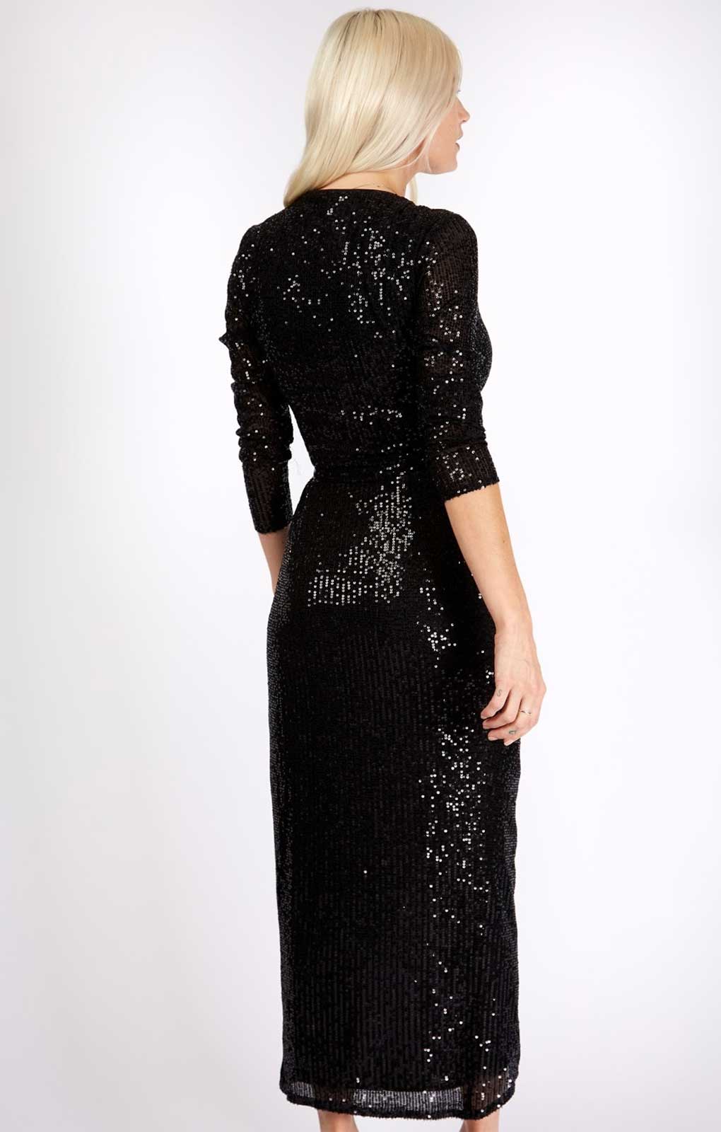 Little Mistress Vogue Williams Black Sequin Wrap Dress product image