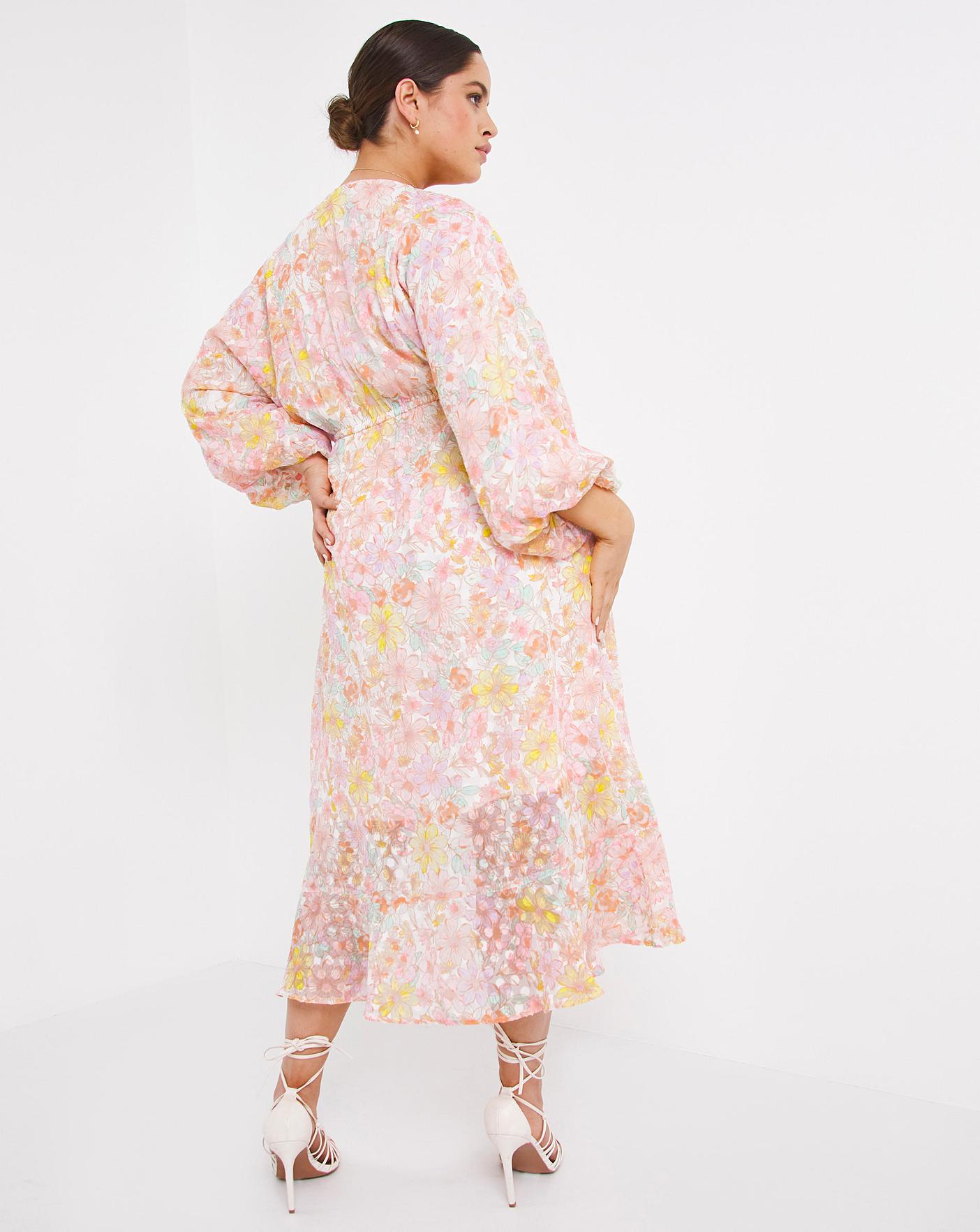 Simply Be Multi Floral Jacquard Midi Dress product image