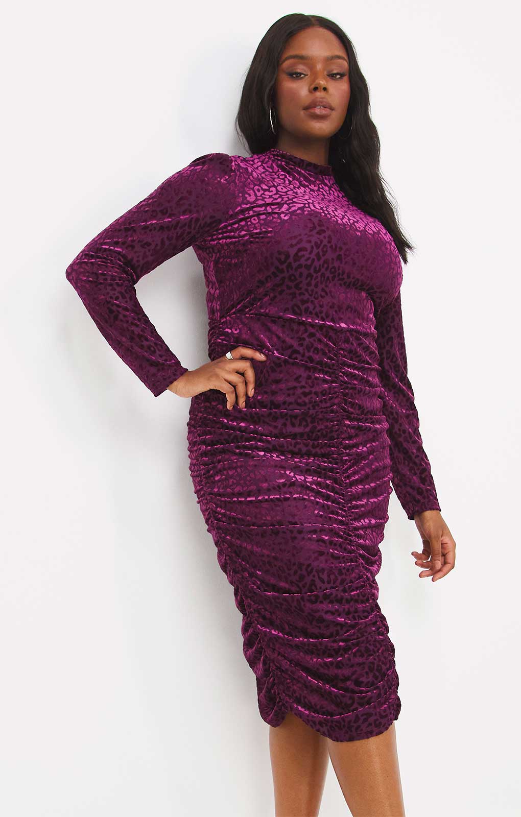 Simply Be Plum Stretch Devoure Bodycon Dress