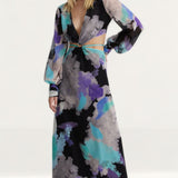 Warehouse Black Cutout Buckle Maxi Dress