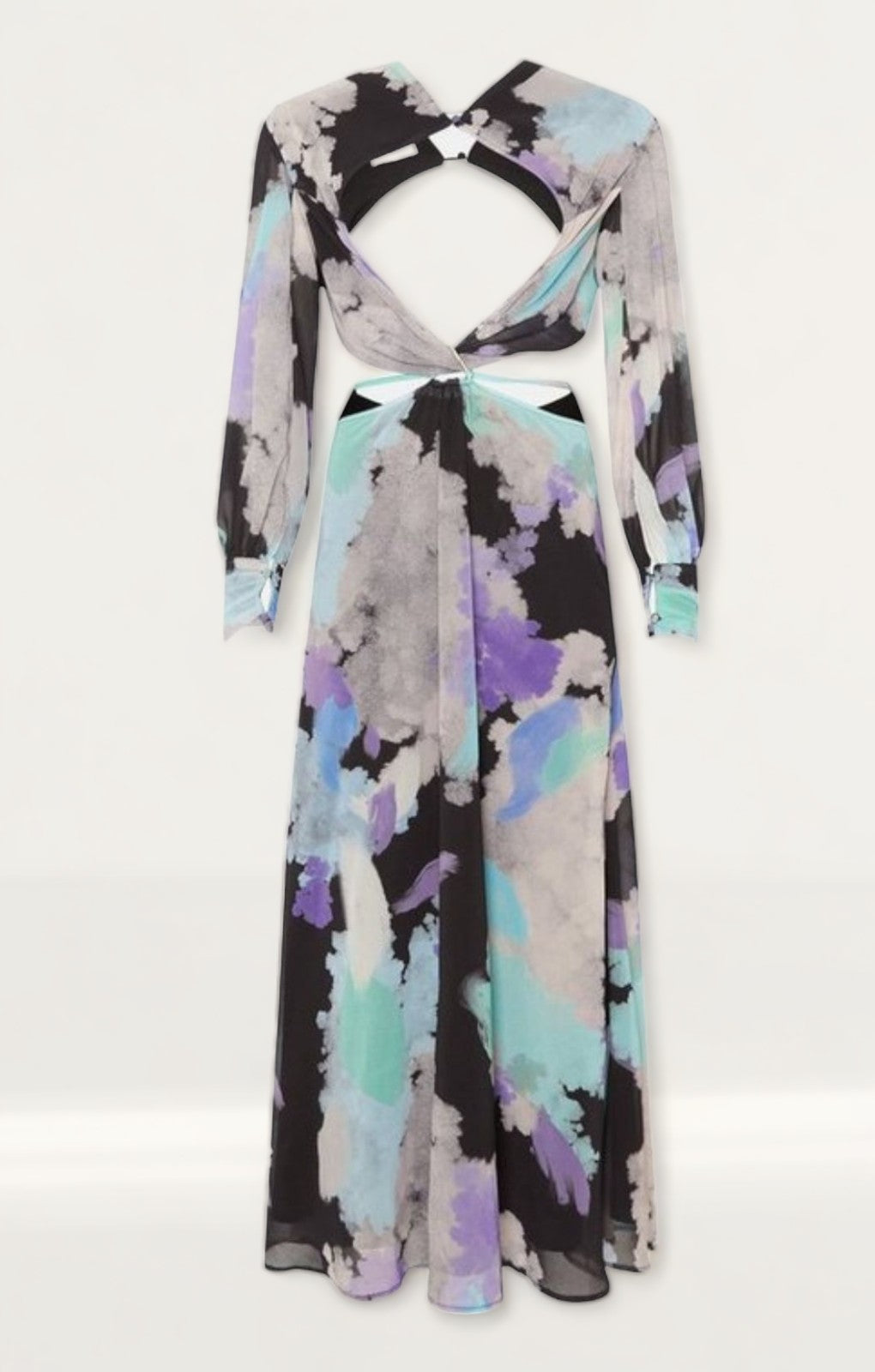 Warehouse Black Cutout Buckle Maxi Dress