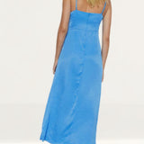 Warehouse Blue Satin Halter Cut Out Midi Dress product image
