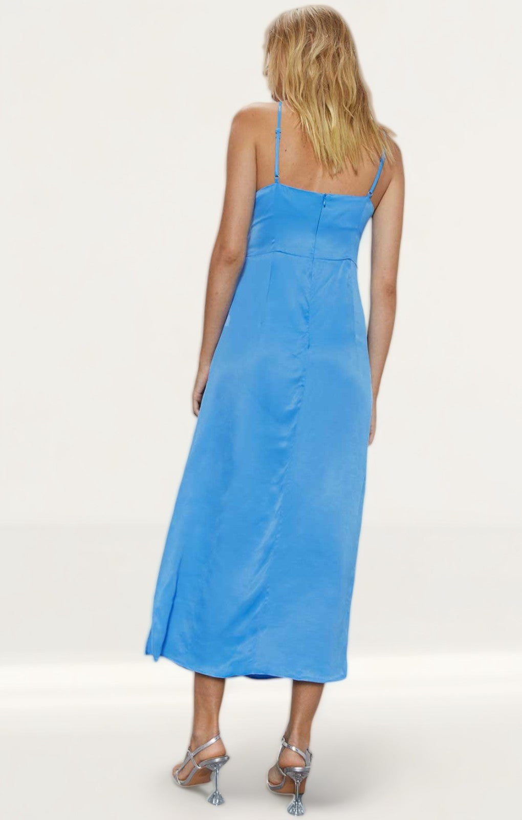 Warehouse Blue Satin Halter Cut Out Midi Dress product image