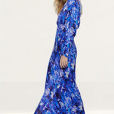 Warehouse Blurred Abstract Print Satin Batwing Dress product image