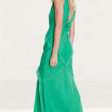 Warehouse Green Premium Ruffle Detail Maxi Dress