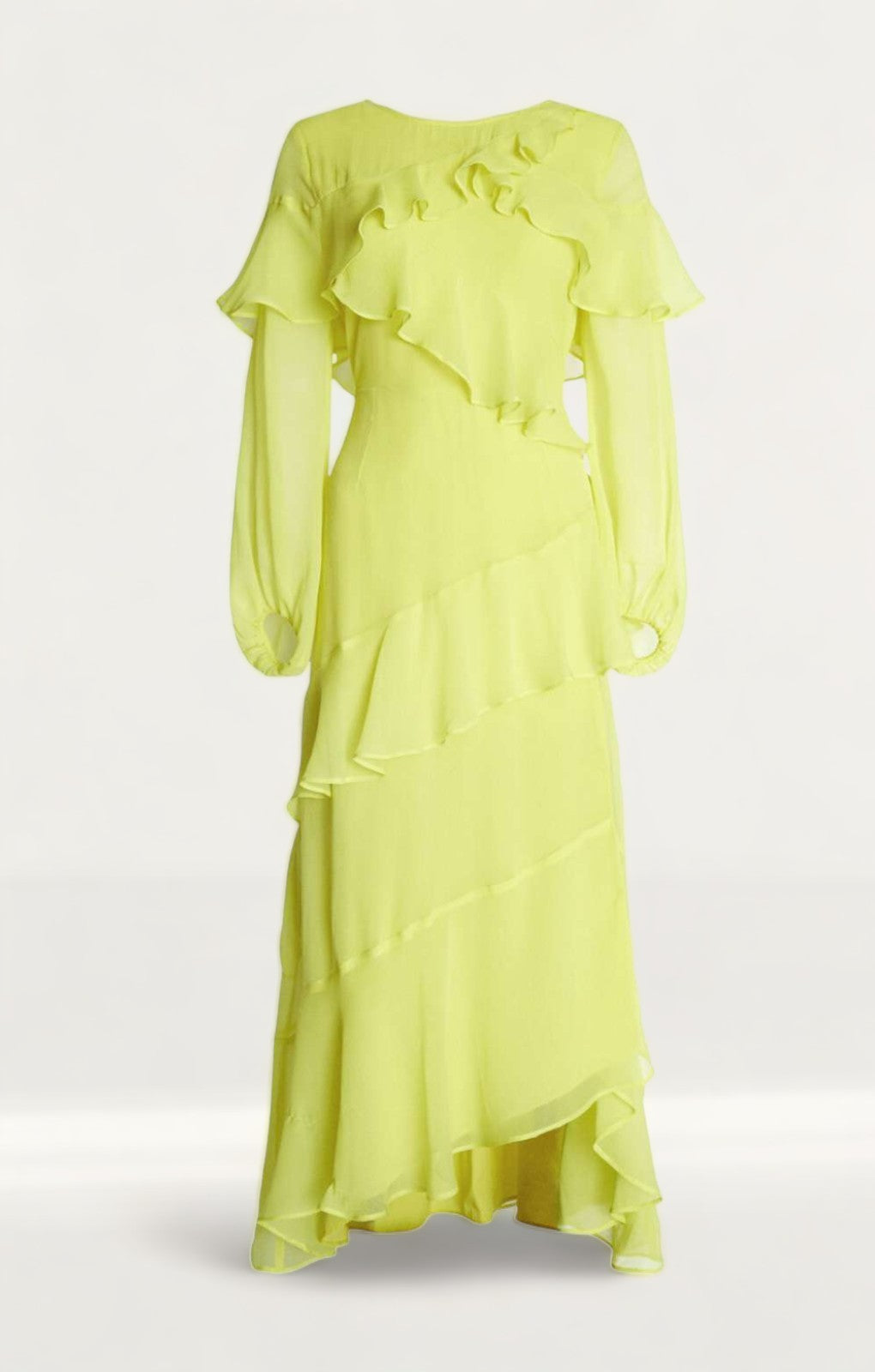 Warehouse Premium Ruffle Detail Tiered Maxi Dress