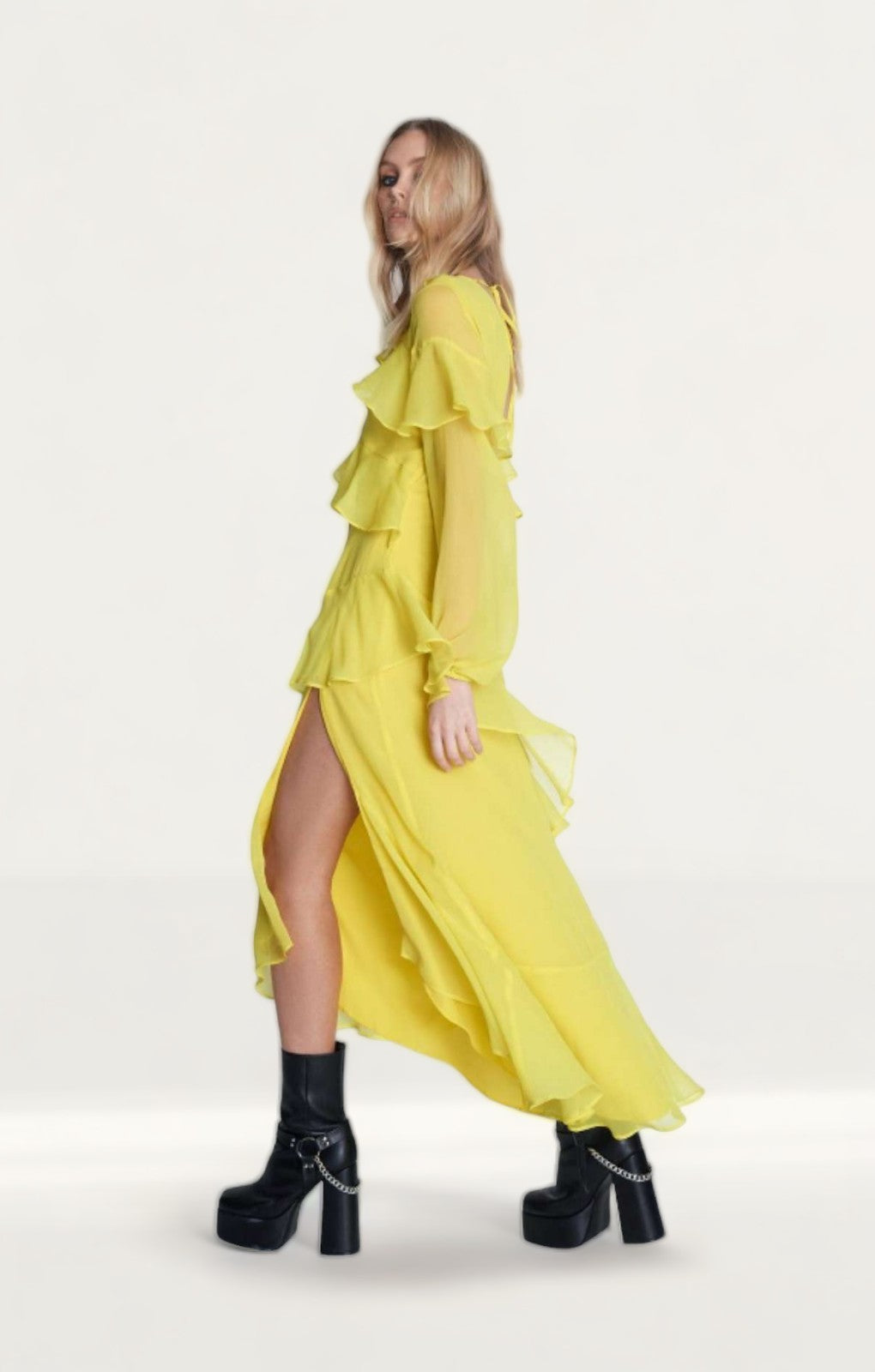 Warehouse Premium Ruffle Detail Tiered Maxi Dress