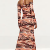 Warehouse Printed Metallic Ruche Front Dress product image