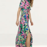 Warehouse Printed Sequin Ruched Side Midi Dress product image