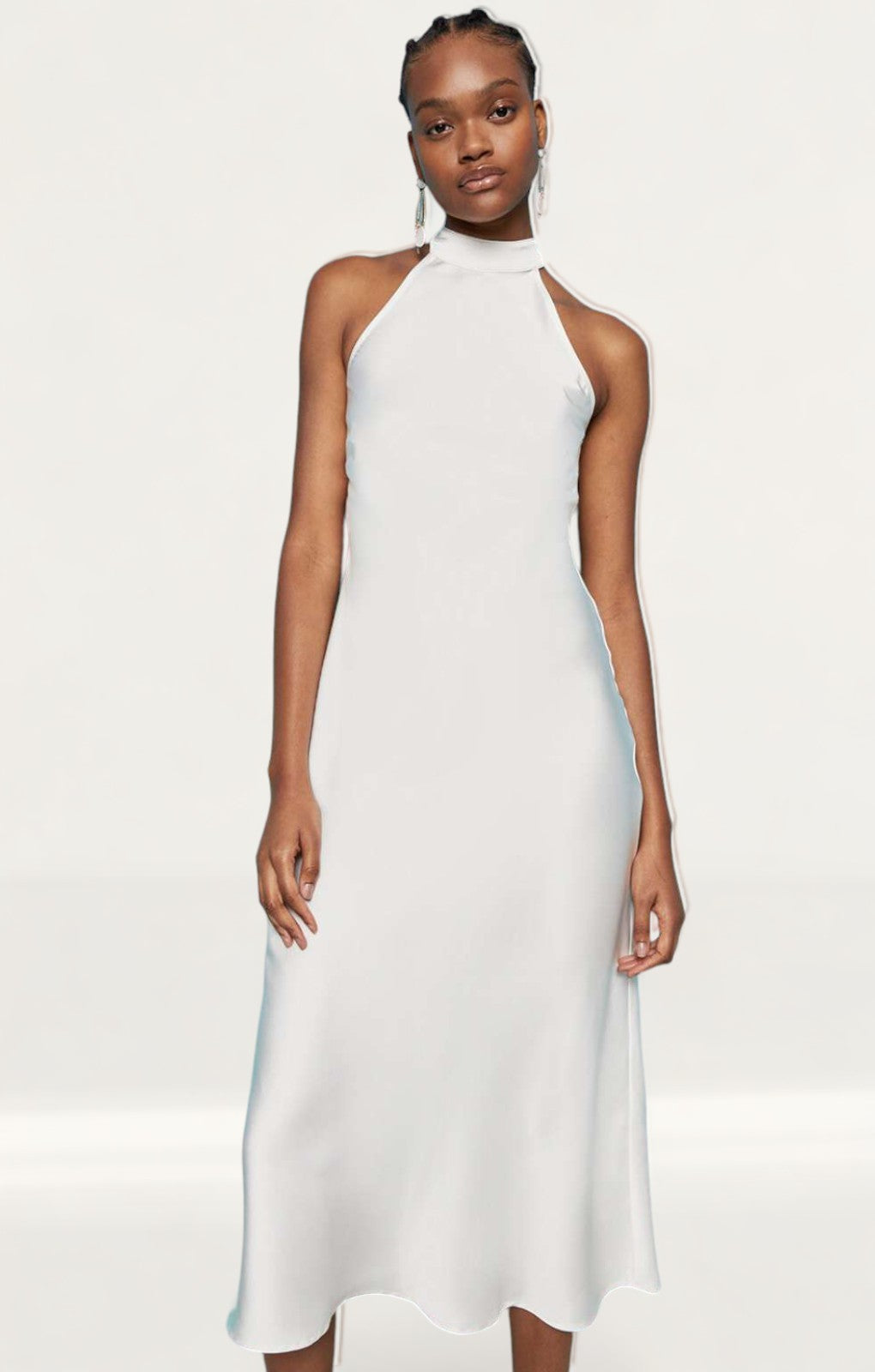 Warehouse Satin Halter Neck Backless Slip Dress