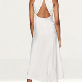 Warehouse Satin Halter Neck Backless Slip Dress