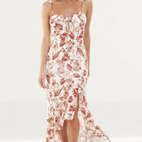WAYF Etoile Corset Ruffle Hem Maxi Dress