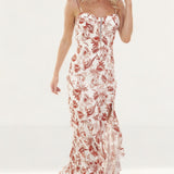 WAYF Etoile Corset Ruffle Hem Maxi Dress