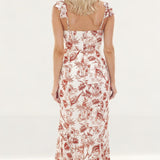 WAYF Etoile Corset Ruffle Hem Maxi Dress