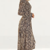 WAYF Freeport Animal Print Wrap Midi Dress
