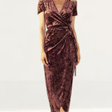 WAYF Next To You Velvet Wrap Dress