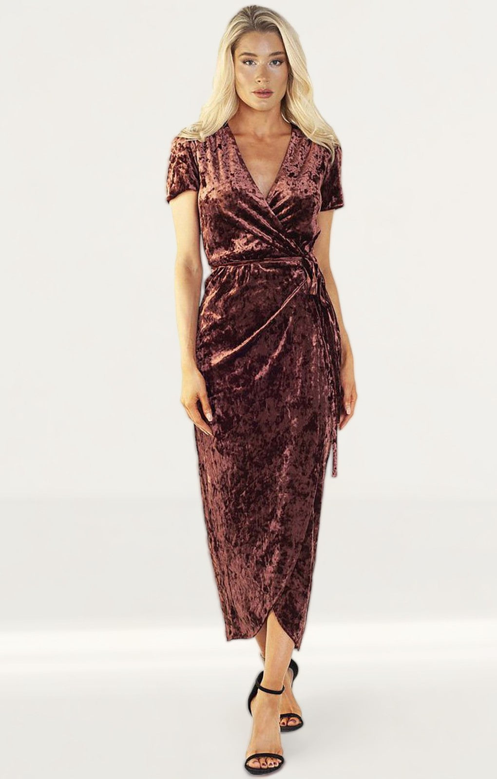 WAYF Next To You Velvet Wrap Dress