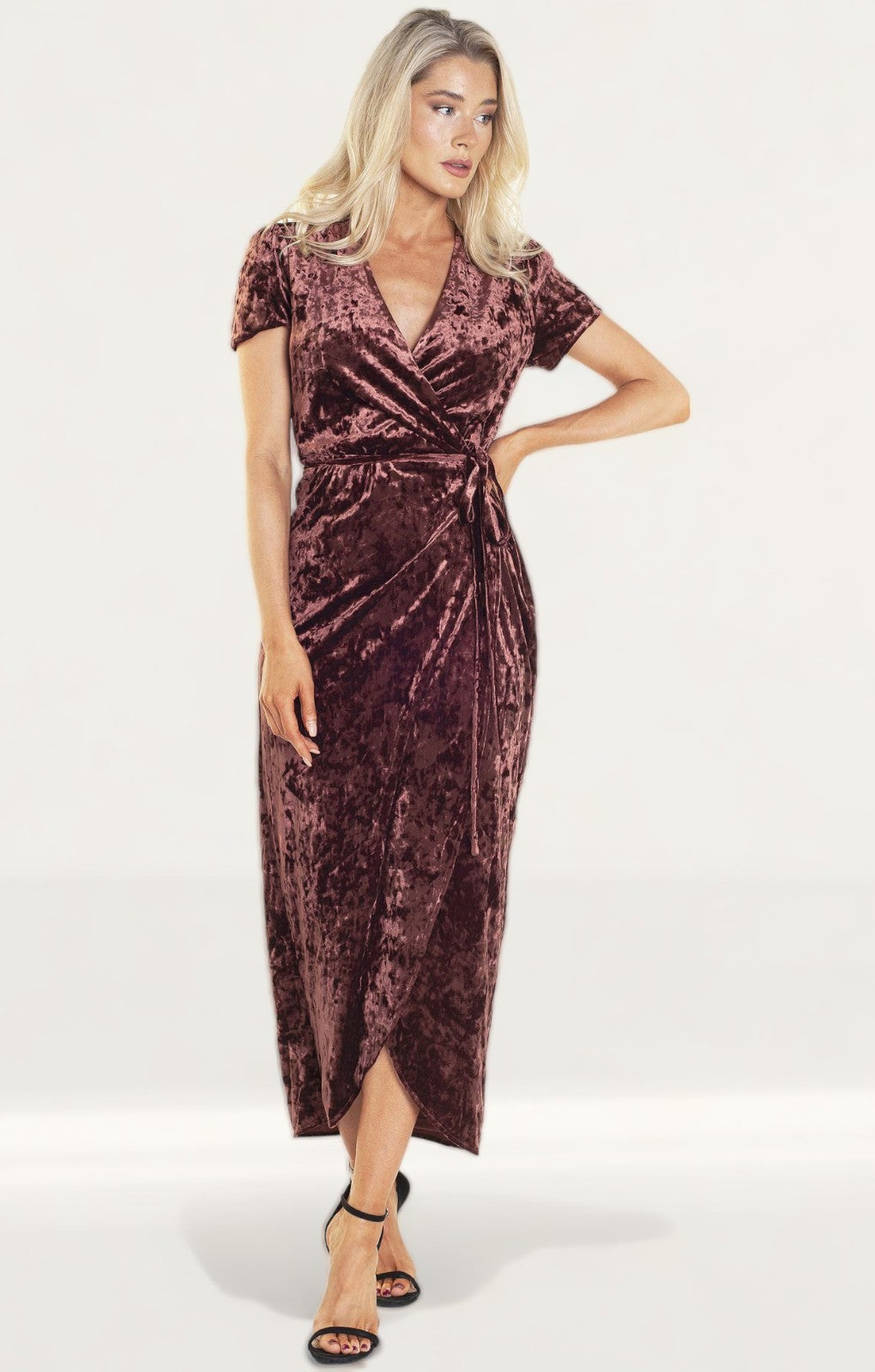 WAYF Next To You Velvet Wrap Dress