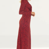 WAYF Prudence Red Leopard Midi Dress