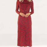 WAYF Prudence Red Leopard Midi Dress