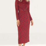 WAYF Prudence Red Leopard Midi Dress