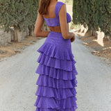 Seven Wonders Melina Purple Tiered Maxi Set