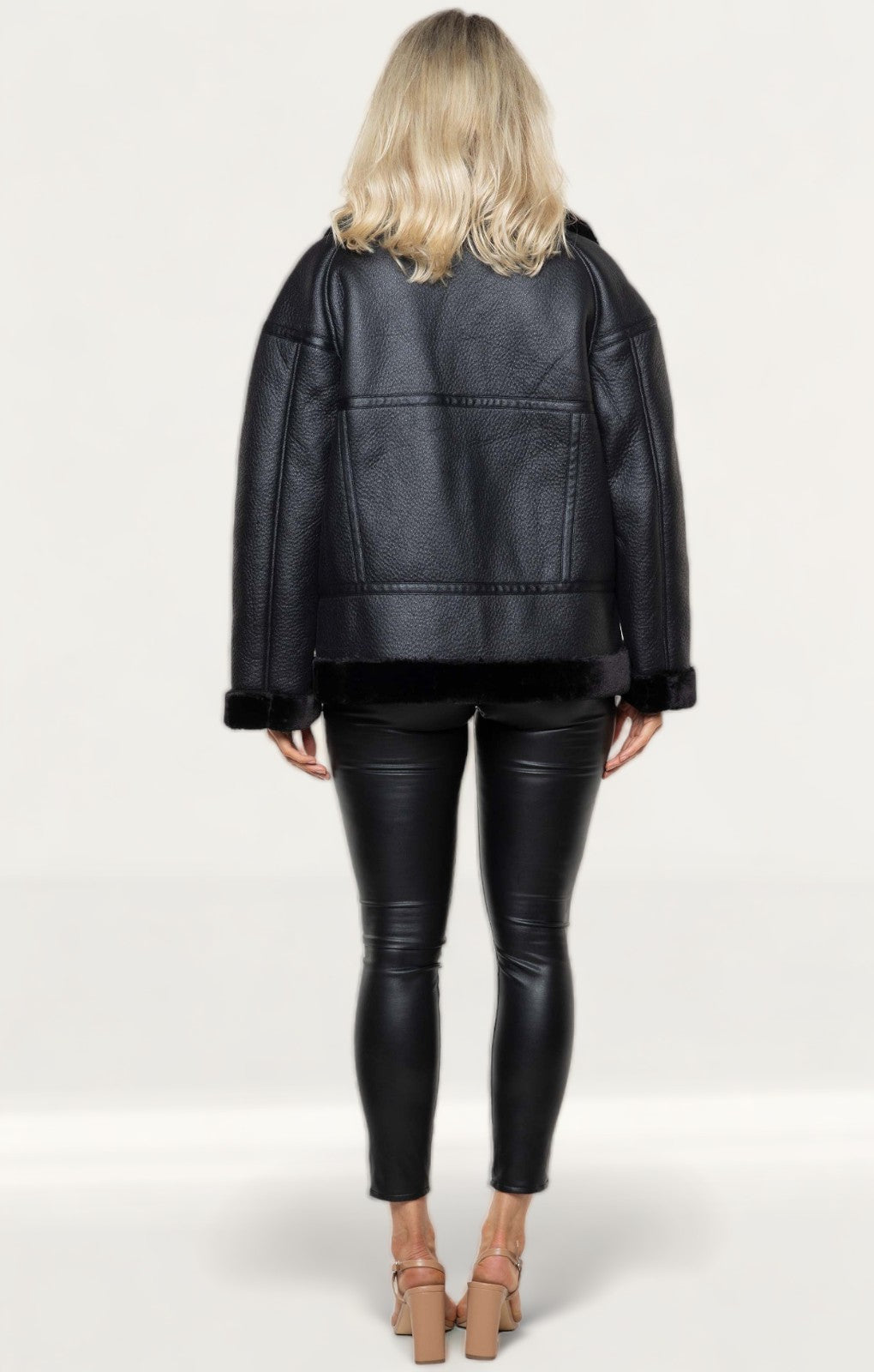 Whistles Black Faux Fur Biker