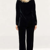 Whistles Black Velvet Tux Blazer And Trouser Co-Ord