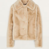 Whistles Cream Short Faux Fur Coat
