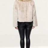 Whistles Cream Short Faux Fur Coat