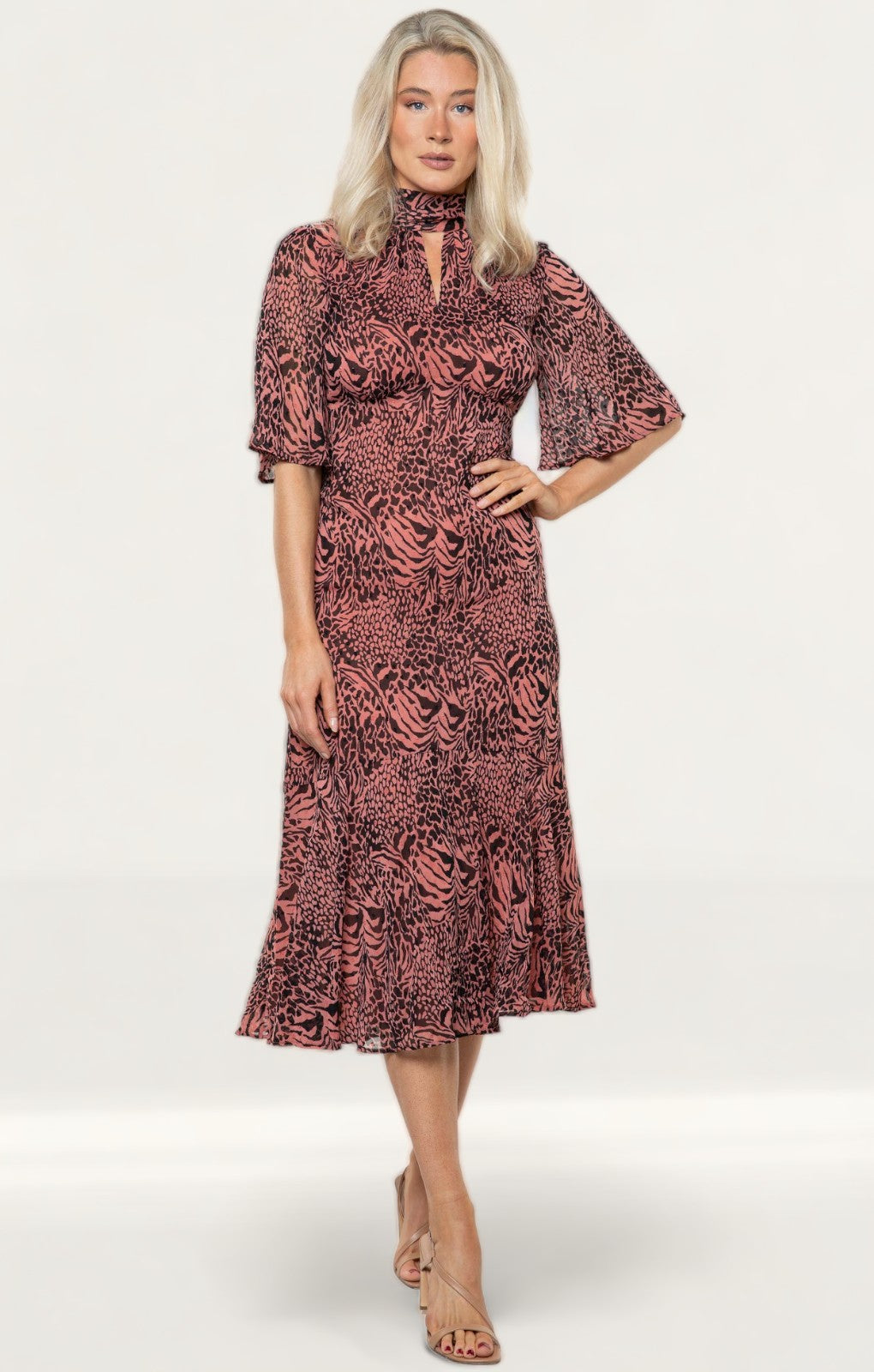 Whistles Desert Zebra Print Midi Dress