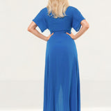 Whistles Electric Blue Frill Wrap Maxi Dress