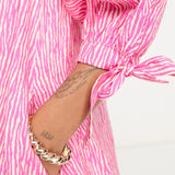 Whistles Gathered Neck Mini Smock Dress In Pink Zebra