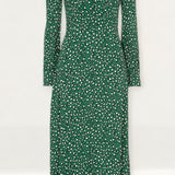 Whistles Green Leopard Printed Midi Dress