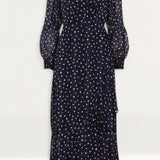Whistles Satin Stripe Spot Wrap Dress