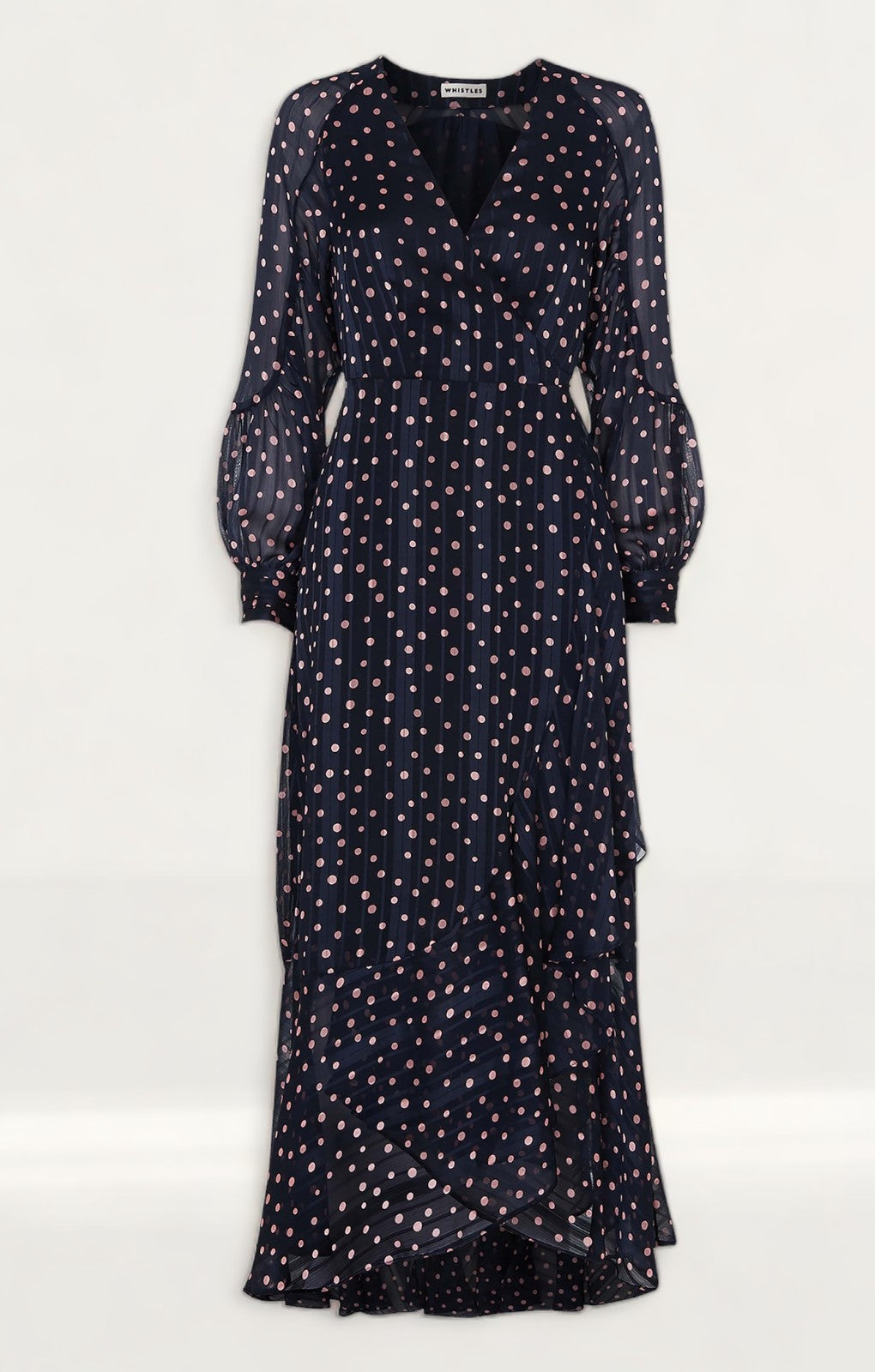 Whistles Satin Stripe Spot Wrap Dress