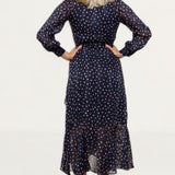 Whistles Satin Stripe Spot Wrap Dress